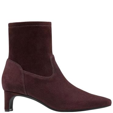 CLARKS WOMENS SUEDE STRETCH ANKLE BOOT - BROWN